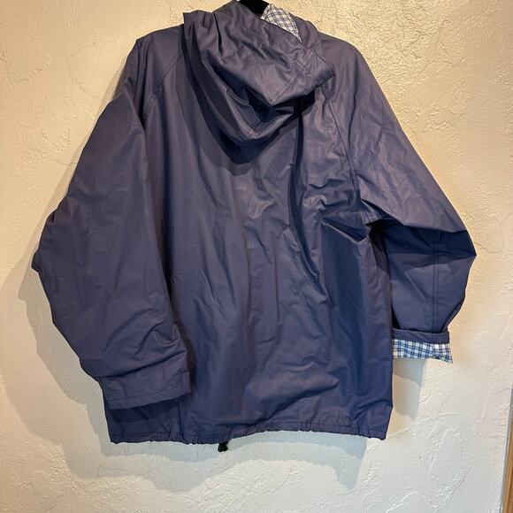 Thermal-Slicks Size XL Rain Jacket Coat Blue Plaid Lining Hooded - Picture 2 of 13